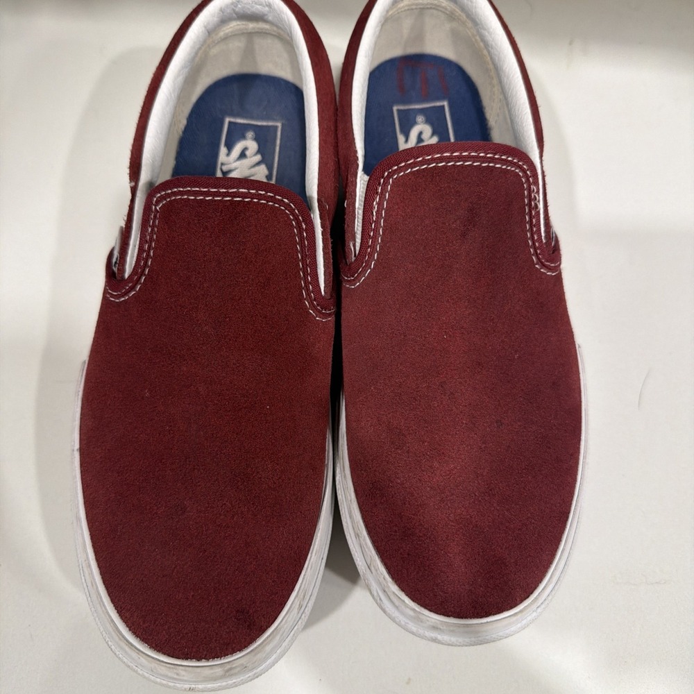 Vans UA Classic Slip-On Stacked Pomegranate Suede Women's Size 7.0 Men's 5.5 - Picture 2 of 9